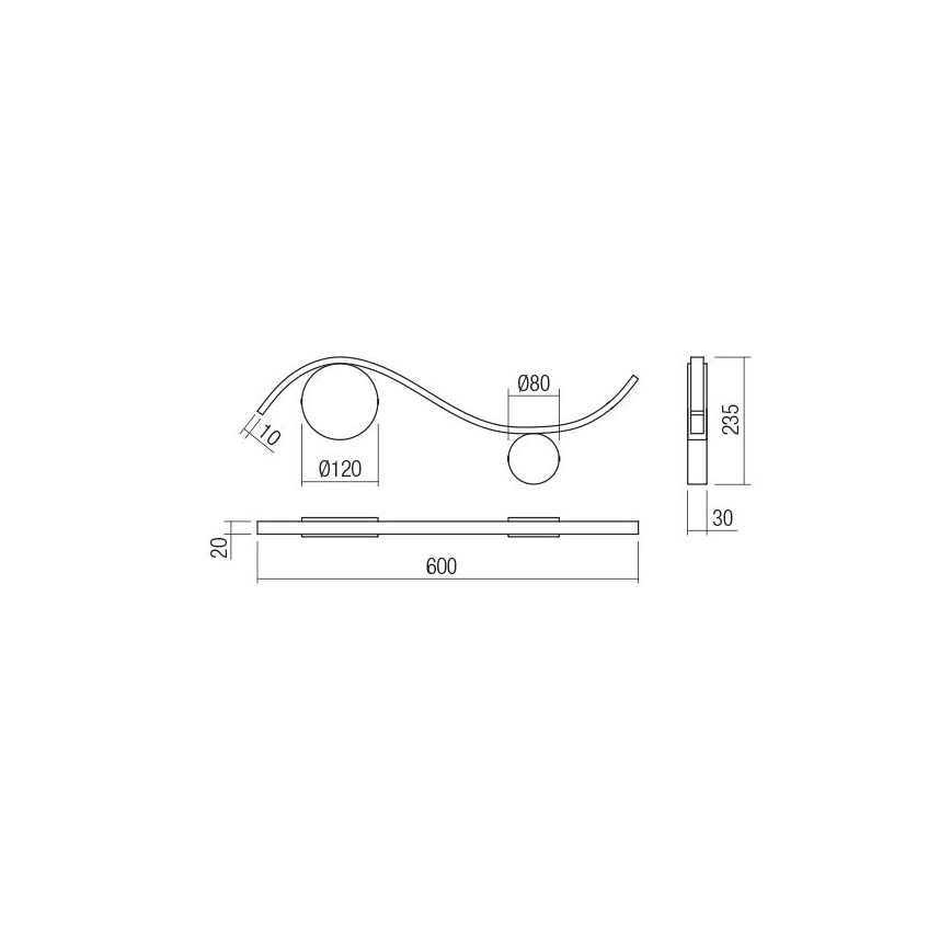 Redo 01-3109 - LED Kinkiet WAVE LED/9W/230V mosiądz