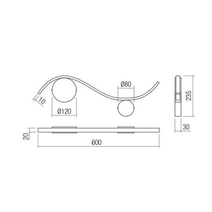 Redo 01-3110 - LED Kinkiet WAVE LED/9W/230V czarny