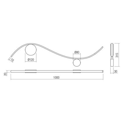 Redo 01-3112 - LED Kinkiet WAVE LED/11W/230V mosiądz