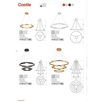 Redo 01-3172 - LED Żyrandol ściemnialny na lince CASTLE LED/36W/230V złoty