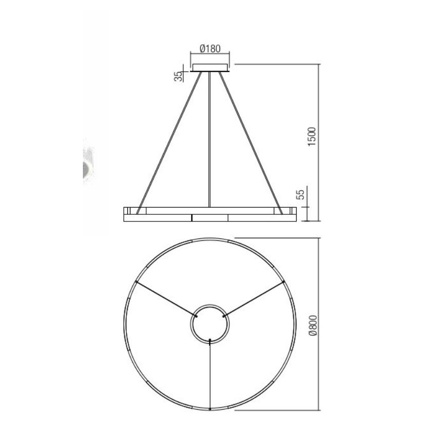 Redo 01-3176 - LED Żyrandol ściemnialny na lince CASTLE LED/45W/230V czarny