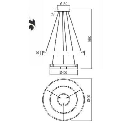 Redo 01-3178 - LED Żyrandol ściemnialny na lince CASTLE LED/60W/230V złoty