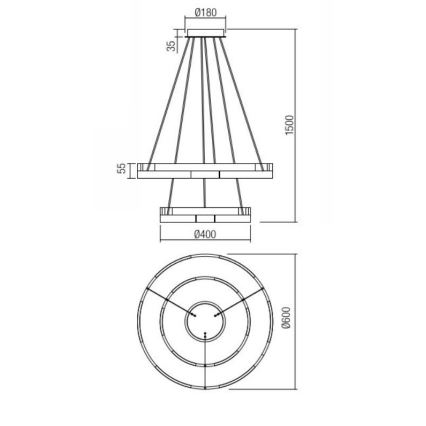 Redo 01-3179 - LED Żyrandol ściemnialny na lince CASTLE LED/60W/230V czarny