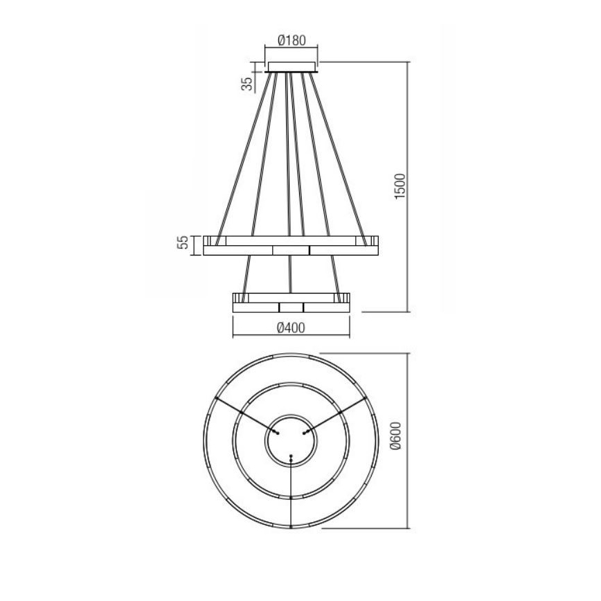 Redo 01-3179 - LED Żyrandol ściemnialny na lince CASTLE LED/60W/230V czarny