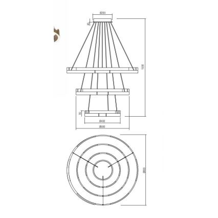 Redo 01-3182 - LED Żyrandol ściemnialny na lince CASTLE LED/80W/230V czarny