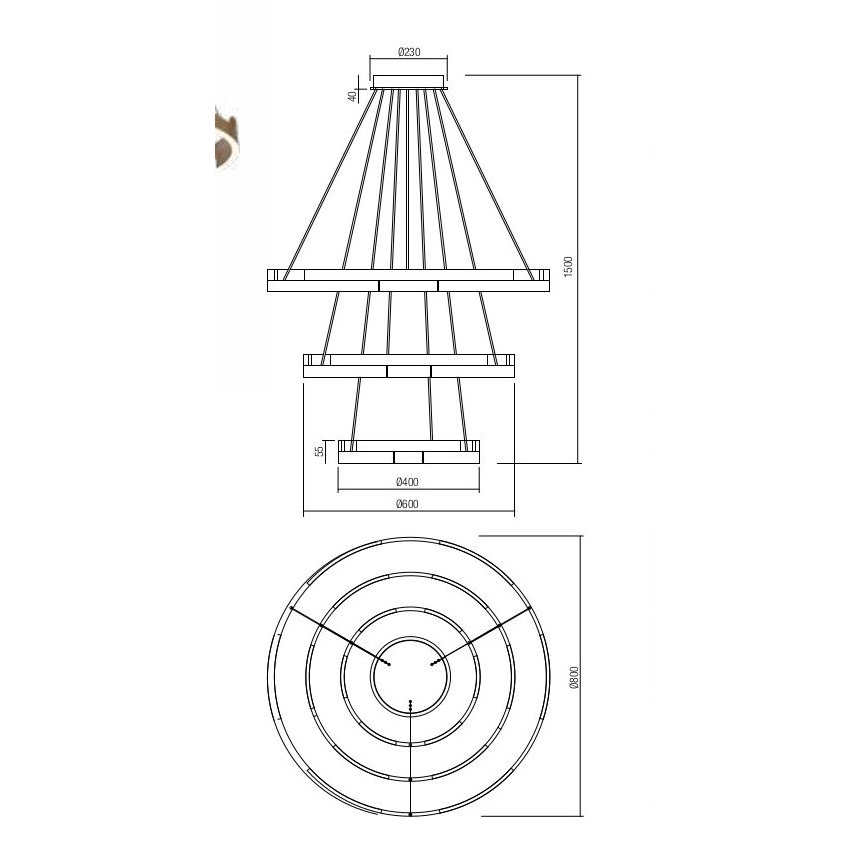 Redo 01-3182 - LED Żyrandol ściemnialny na lince CASTLE LED/80W/230V czarny