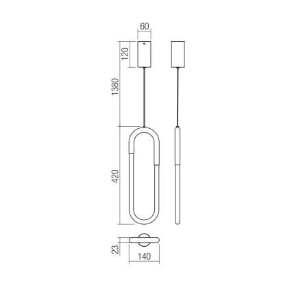 Redo 01-3183 - LED Żyrandol ściemnialny na lince LATIUM LED/9W/230V mosiądz