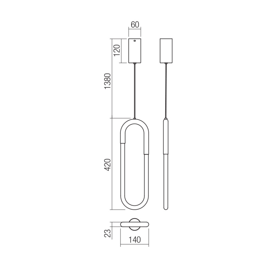 Redo 01-3184 - LED Żyrandol ściemnialny na lince LATIUM LED/9W/230V czarny