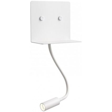 Redo 01-3210 - LED Kinkiet z elastyczną lampką MOKA LED/6W + LED/3W/230V USB CRI90 biały
