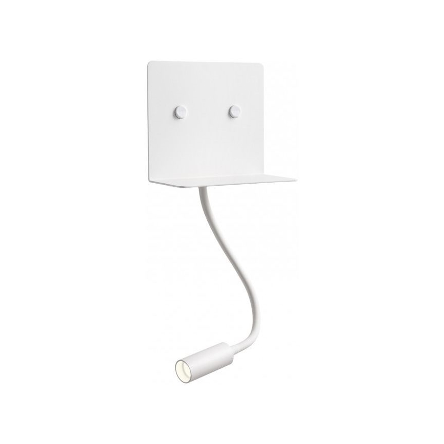 Redo 01-3210 - LED Kinkiet z elastyczną lampką MOKA LED/6W + LED/3W/230V USB CRI90 biały