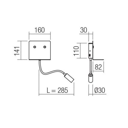 Redo 01-3211 - LED Kinkiet z elastyczną lampką W + LED/3W/230V USB CRI90 czarny