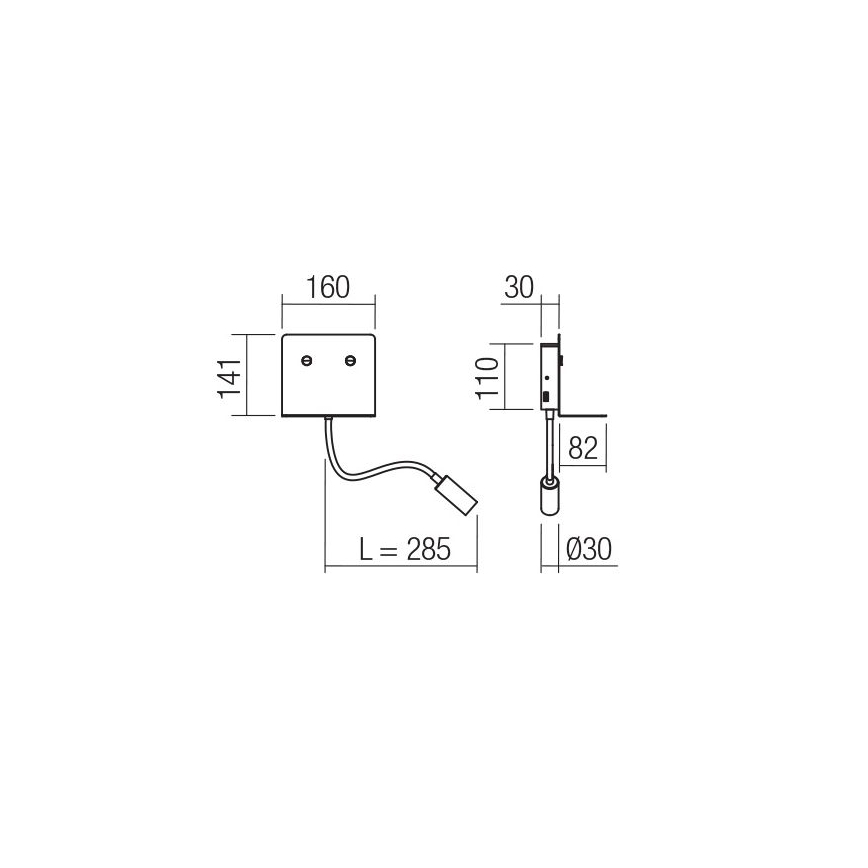Redo 01-3211 - LED Kinkiet z elastyczną lampką W + LED/3W/230V USB CRI90 czarny