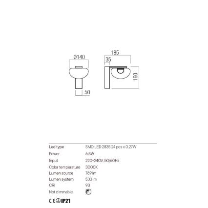 Redo 01-3241 - LED Kinkiet SINCLAIR LED/6,5W/230V CRI 93 IP21 złoty