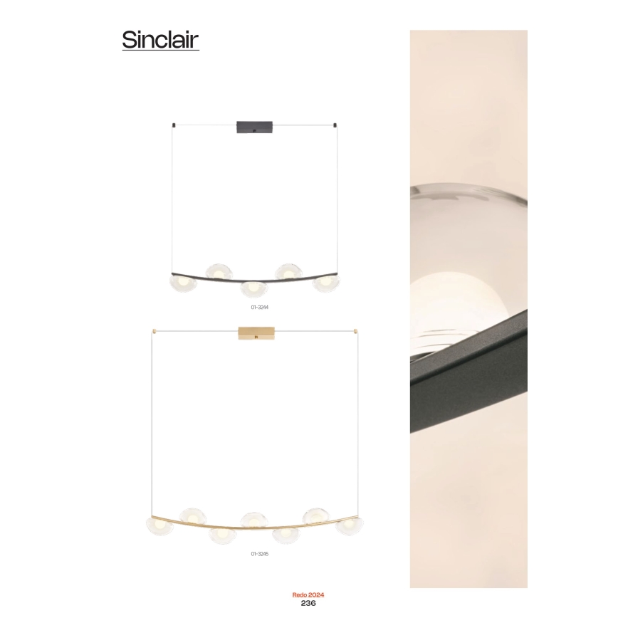 Redo 01-3243 - LED Żyrandol ściemnialny na lince SINCLAIR LED/35W/230V CRI 93 IP21 złoty