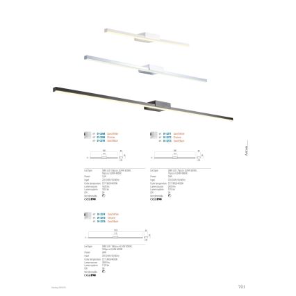 Redo 01-3268 - LED Łazienkowe oświetlenie lustra ASTON LED/12W/230V 60 cm CRI 90 IP44 biały