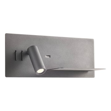 Redo 01-3316 - LED Kinkiet punktowy BROOK LED/8W/230V + LED/3W USB CRI 90 czarny prawy