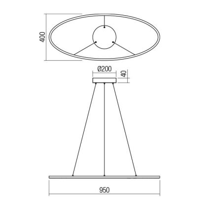 Redo 01-3339 - Ściemnialny żyrandol na przewodzie LEO LED/48W/230V 3000/4000K CRI 90 czarny