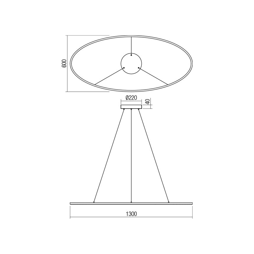 Redo 01-3340 - Ściemnialna lampa wisząca LED na lince LEO LED/67W/230V 3000/4000K CRI 90 60x130 cm biała