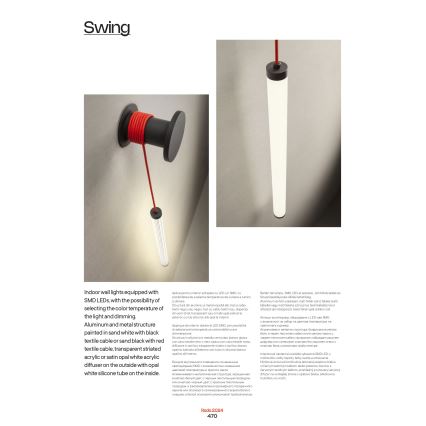 Redo 01-3361 - LED ściemnialna lampa ścienna SWING LED/9W/230V 3000/4000K CRI 90 biała