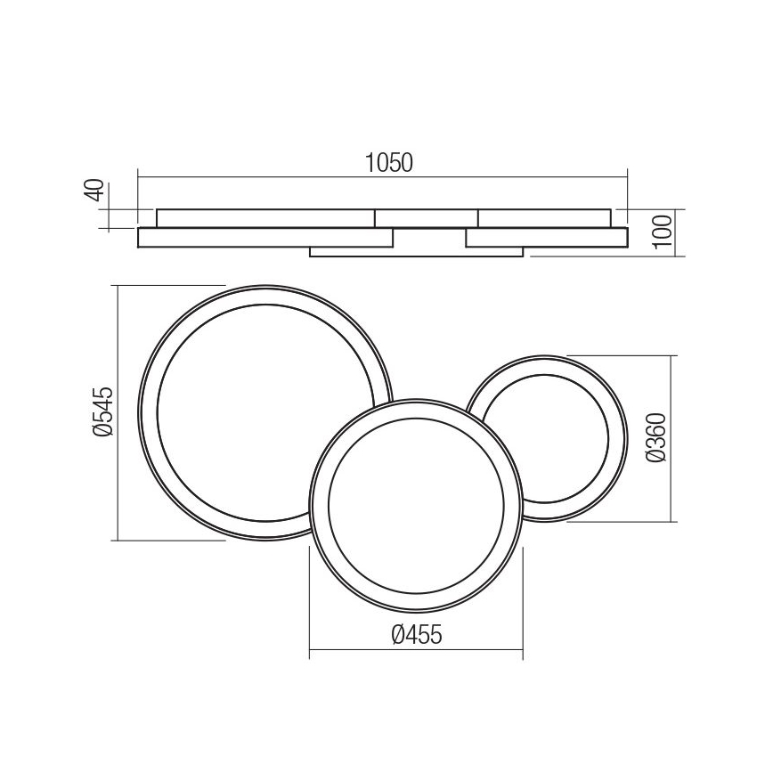 Redo 01-3375 - LED Plafon ściemnialny COMBI LED/72W/230V 3000/4000/6000K CRI98 czarne