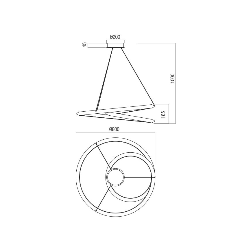 Redo 01-3378 - Ściemnialna lampa wisząca LED na linkach STORM LED/60W/230V 3000/4000/6000K CRI 90 średnica 80 cm czarny