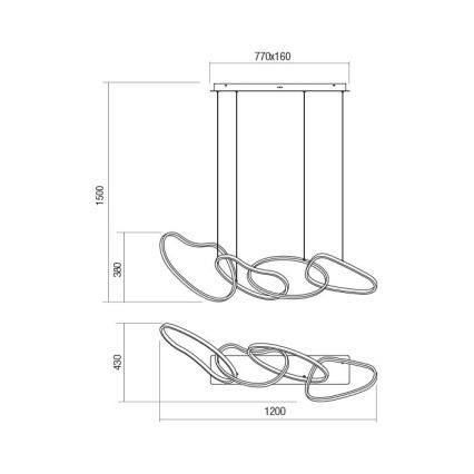 Redo 01-3390 - ściemnialna lampa wisząca LED na linkach BIAS LED/90W/230V 3000/4500/6500K CRI 90 czarna