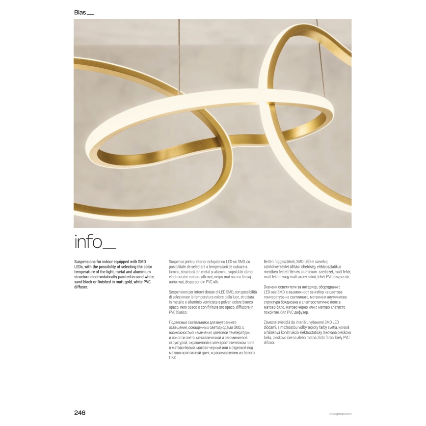 Redo 01-3393 - ściemnialny żyrandol LED na linkach BIAS LED/120W/230V 3000/4500/6500K CRI 90 czarny