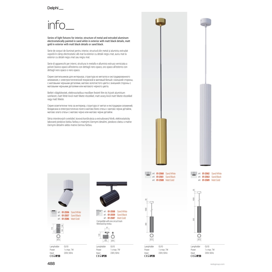 Redo 01-3412 - Oprawa punktowa DELPHI 2xGU10/7W/230V 16,1x8,1 cm czarna