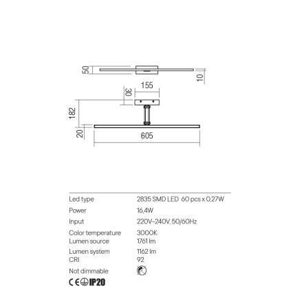 Redo 01-3462 - LED Kinkiet galeryjka LINEAR LED/8W/230V 60,5 cm CRI 92 biały