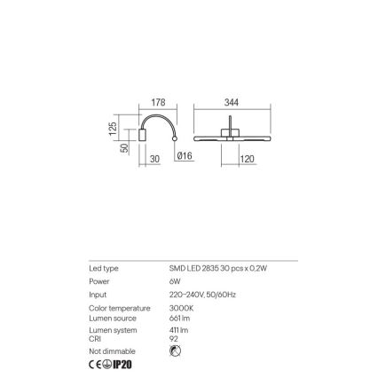 Redo 01-3465 - LED Kinkiet galeryjka KENDO LED/6W/230V 34,4 cm CRI 92 czarny