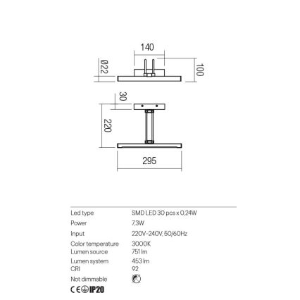 Redo 01-3468 - LED Kinkiet galeryjka IKON LED/7,3W/230V 29,5 cm CRI 92 biały