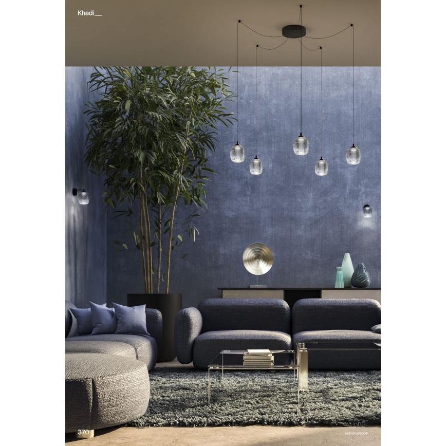 Redo 01-3487 - ściemnialny żyrandol na linkach KHADI 5xLED/5,2W/230V CRI 90, pająk, czarny/dymiony