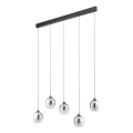 Redo 01-3490 - LED ściemnialny żyrandol na lince KHADI 5xLED/5,2W/230V CRI 90 czarny/dymny