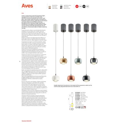 Redo 01-3547 - LED Żyrandol na lince AVES LED/12W/230V śr. 9,6 cm CRI 90 złoty