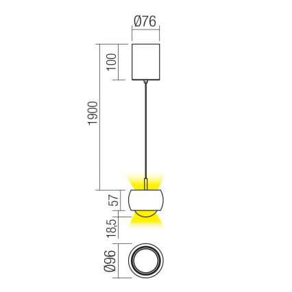 Redo 01-3548 - LED Żyrandol na lince AVES LED/12W/230V śr. 9,6 cm CRI 90 miedź