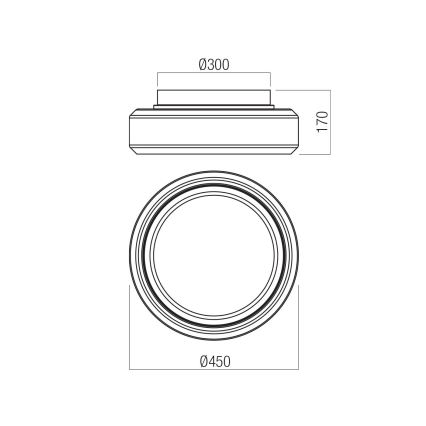 Redo 01-3590 - LED Plafon SOLERA LED/36W/230V śr. 45 cm CRI 93 3000/4000K szary