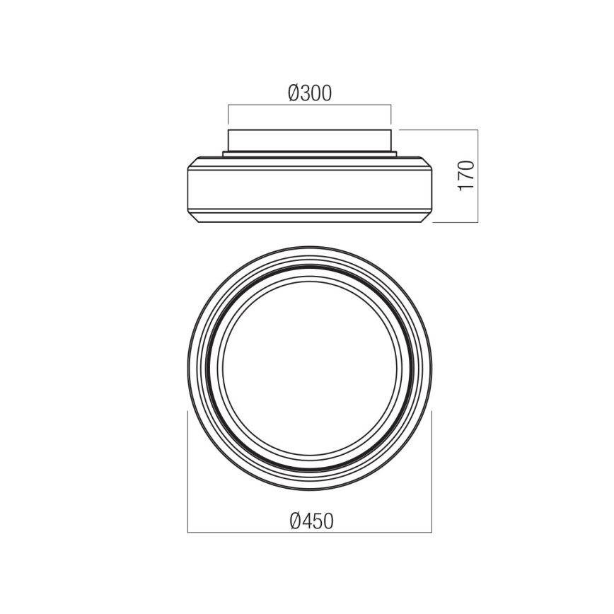 Redo 01-3590 - LED Plafon SOLERA LED/36W/230V śr. 45 cm CRI 93 3000/4000K szary