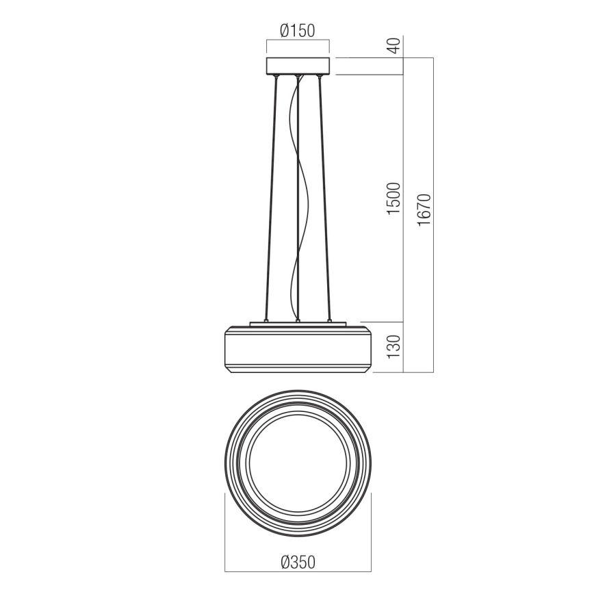 Redo 01-3591 - LED Żyrandol na lince SOLERA LED/24W/230V śr. 35 cm CRI 93 3000/4000K szary