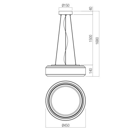 Redo 01-3592 - LED Żyrandol na lince SOLERA LED/36W/230V śr. 45 cm CRI 93 3000/4000K szary