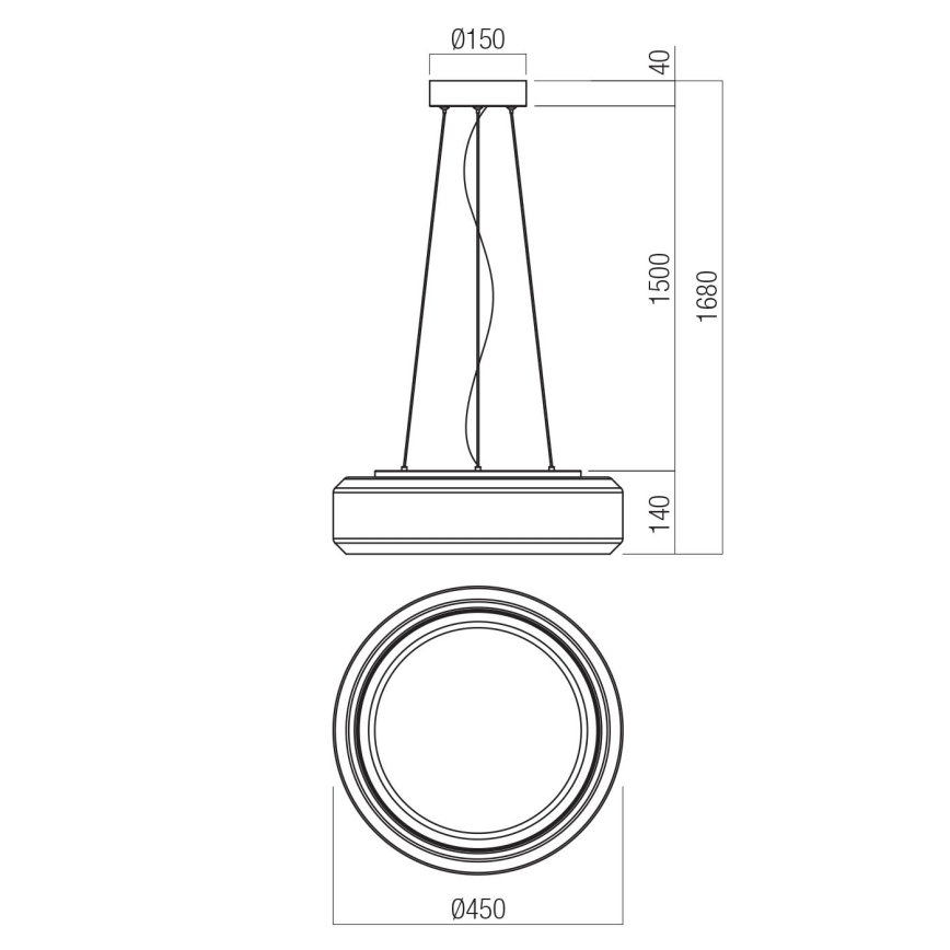 Redo 01-3592 - LED Żyrandol na lince SOLERA LED/36W/230V śr. 45 cm CRI 93 3000/4000K szary