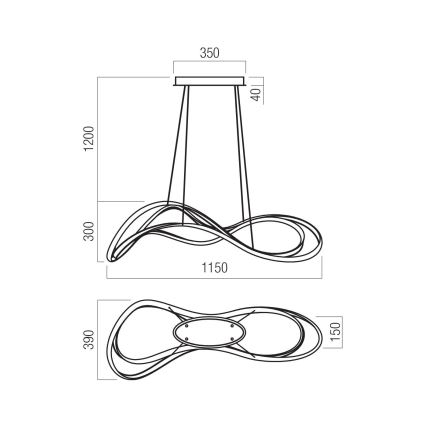 Redo 01-3598 - LED ściemnialny żyrandol na lince TEMPEST LED/58W/230V złoty