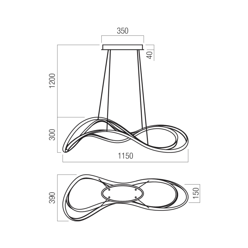 Redo 01-3598 - LED ściemnialny żyrandol na lince TEMPEST LED/58W/230V złoty