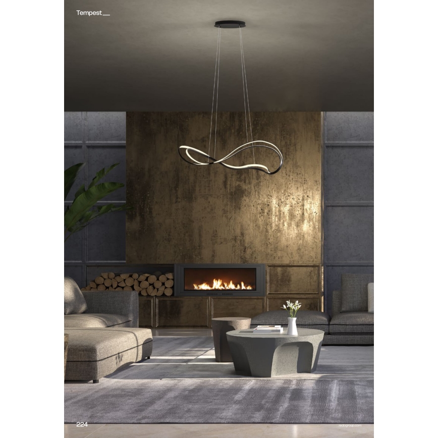 Redo 01-3599 - Ściemnialna lampa wisząca na linkach TEMPEST LED/58W/230V czarna