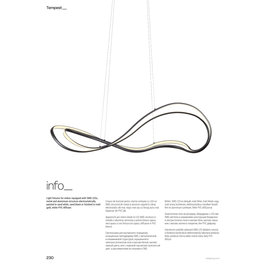 Redo 01-3599 - Ściemnialna lampa wisząca na linkach TEMPEST LED/58W/230V czarna