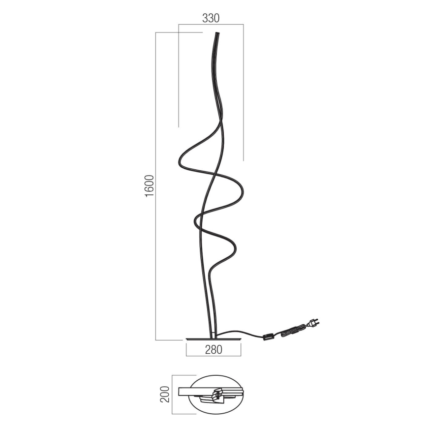 Redo 01-3626 - LED ściemnialna lampa stojąca IMPULS LED/36W/230V czarna