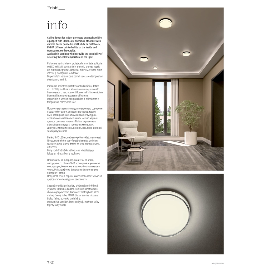 Redo 01-3732 - LED Plafon łazienkowy FRISBI LED/18W/230V śr. 28 cm CRI 90 3000/4000K IP44 biały