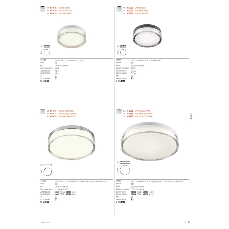 Redo 01-3732 - LED Plafon łazienkowy FRISBI LED/18W/230V śr. 28 cm CRI 90 3000/4000K IP44 biały