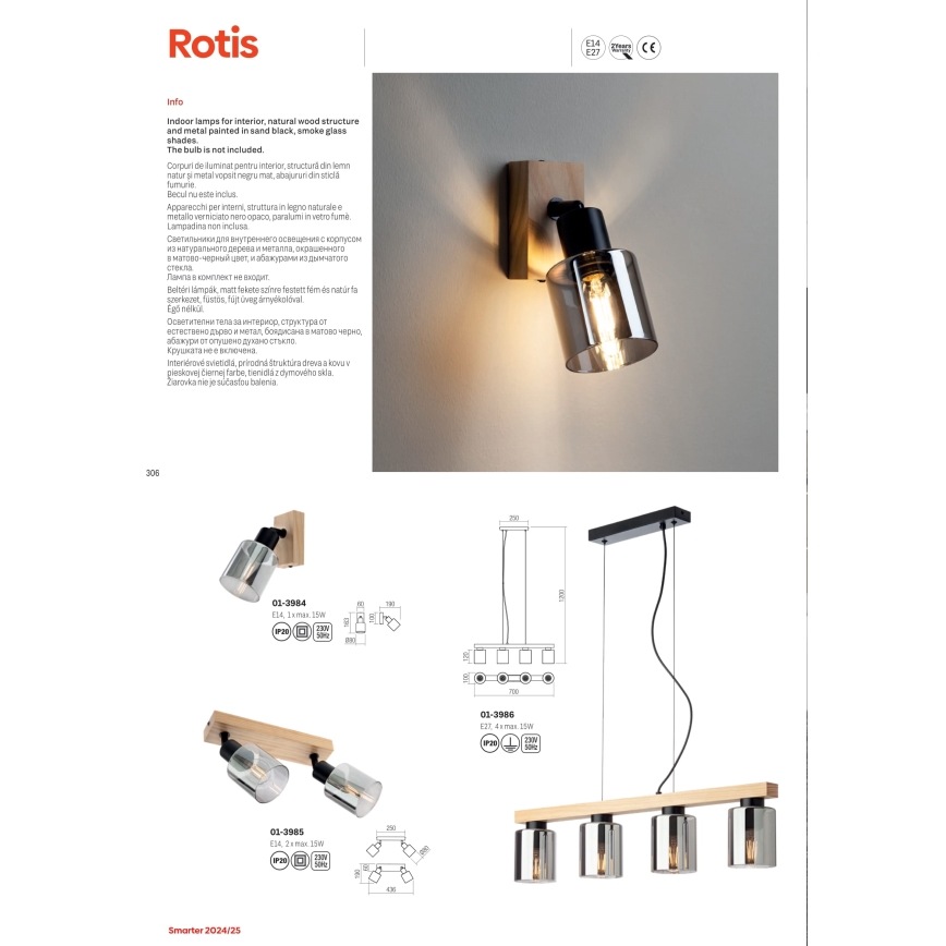 Redo 01-3984 - Kinkiet punktowy ROTIS 1xE14/15W/230V