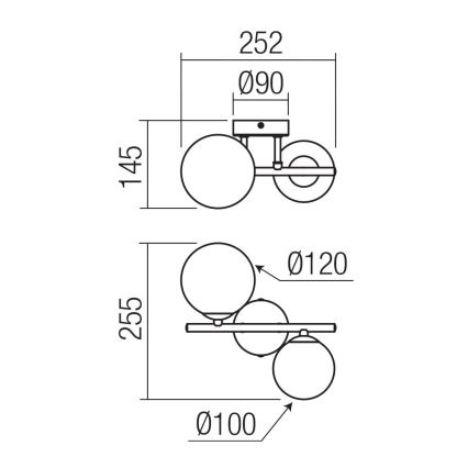 Redo 01-3987 - Żyrandol natynkowy ASTRA 2xG9/8W/230V czarny