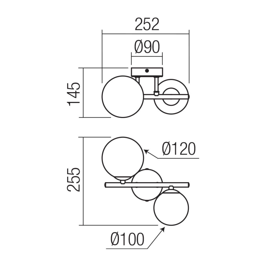 Redo 01-3987 - Żyrandol natynkowy ASTRA 2xG9/8W/230V czarny